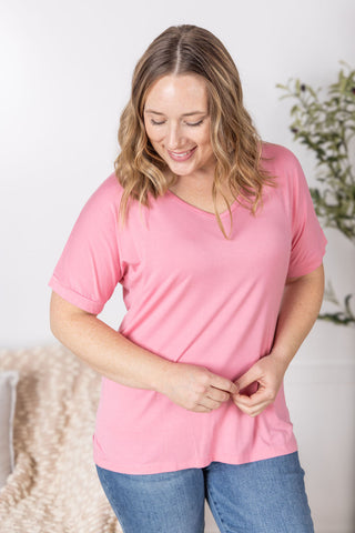 IN STOCK Bamboo V Neck Tee - Rose FINAL SALE