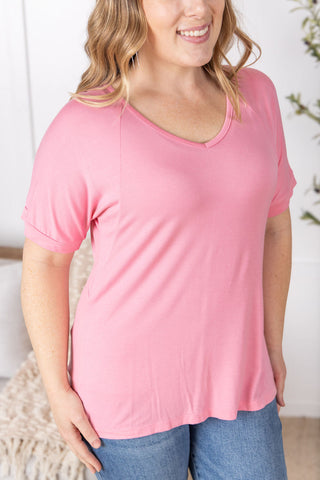 IN STOCK Bamboo V Neck Tee - Rose FINAL SALE