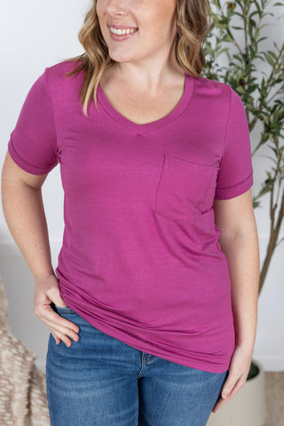 IN STOCK Sophie Pocket Tee - Magenta FINAL SALE