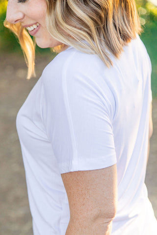 IN STOCK Chloe Cozy Tee - White | Women's V-Neck Top FINAL SALE