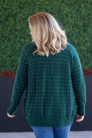 IN STOCK Dalilah Dot Cardigan - Forest Green