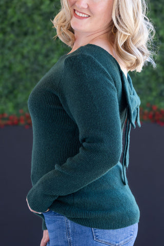 IN STOCK Bridget Back Bow Sweater - Hunter Green