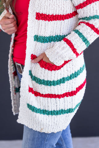 IN STOCK Stripe Cardigan - Christmas Stripe