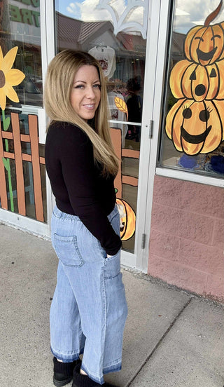Denim Cropped Chambray Pants