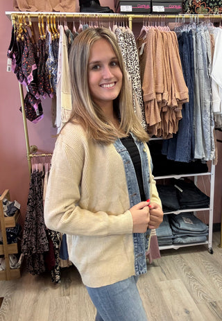 Washed Denim Collared Top