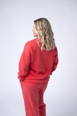 IN STOCK Jesse Vintage Wash Snap Pullover - Red