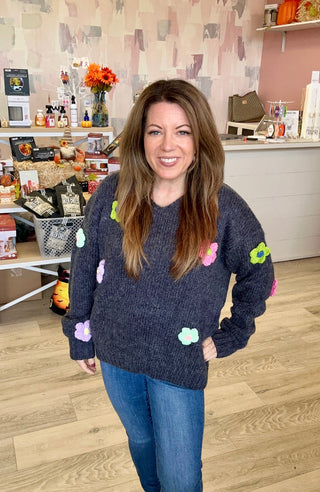 Flower Embellished Sweater