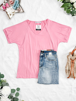 IN STOCK Bamboo V Neck Tee - Rose FINAL SALE