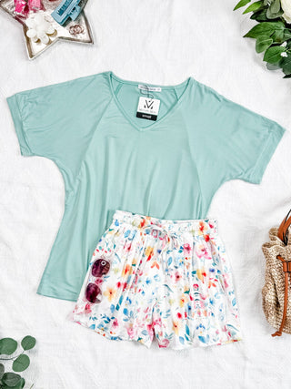 IN STOCK Bamboo V Neck Tee - Mint FINAL SALE