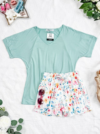 IN STOCK Bamboo V Neck Tee - Mint FINAL SALE