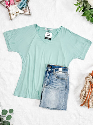 IN STOCK Bamboo V Neck Tee - Mint FINAL SALE