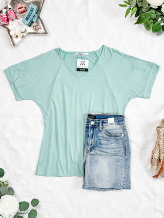 IN STOCK Bamboo V Neck Tee - Mint FINAL SALE
