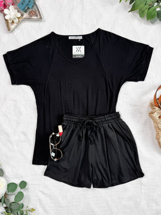 IN STOCK Bamboo V Neck Tee - Black