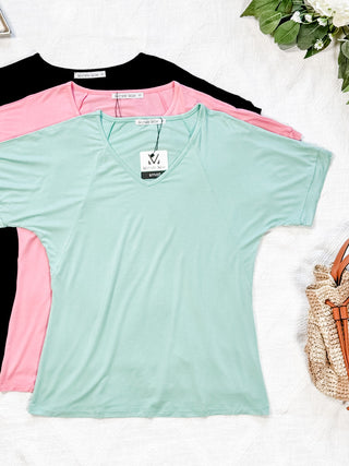 IN STOCK Bamboo V Neck Tee - Mint FINAL SALE