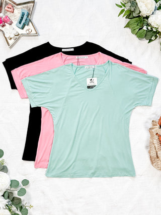 IN STOCK Bamboo V Neck Tee - Rose FINAL SALE