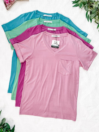 IN STOCK Sophie Pocket Tee - Magenta FINAL SALE