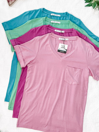 IN STOCK Sophie Pocket Tee - Magenta FINAL SALE