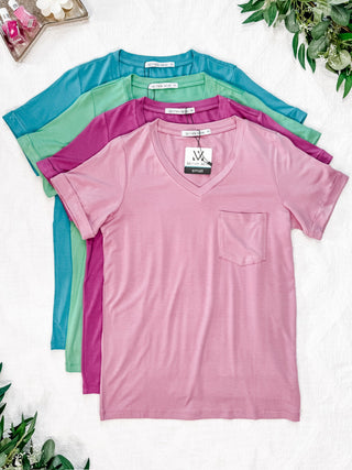 IN STOCK Sophie Pocket Tee - Magenta FINAL SALE