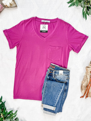 IN STOCK Sophie Pocket Tee - Magenta FINAL SALE