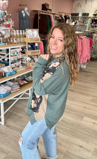 Vintage Olive Corded Pullover