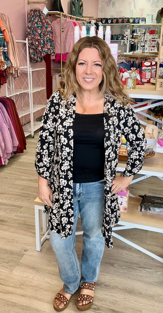 Black & Tan Floral Cardigan