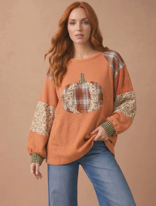 Pumpkin Post Patchwork Pullover