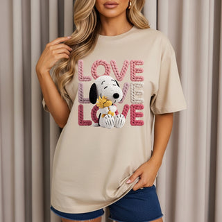 Faux Yarn Snoop Stacked Love Tshirt