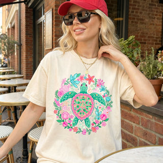 Floral Pink Turtle Tshirt
