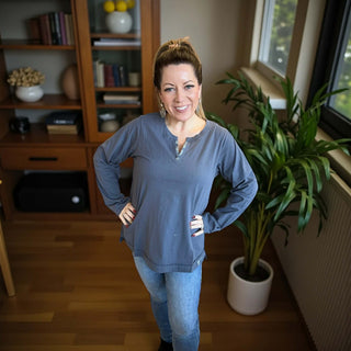 Classic Washed Cotton Knit Top for Women