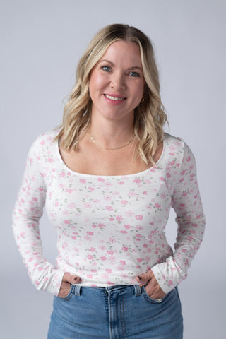 IN STOCK Alyssa Long Sleeve Top - Pretty in Pink Floral FINAL SALE