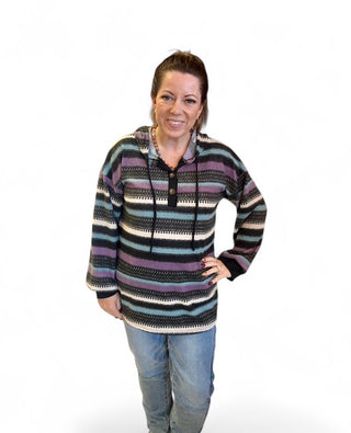 Dusty Lavender Stripe Hoodie by Hemish