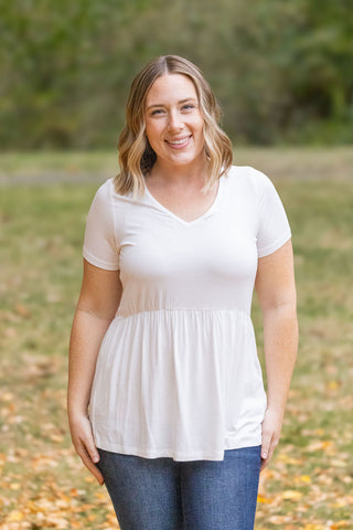 IN STOCK Sarah Ruffle Short Sleeve - Ivory FINAL SALE