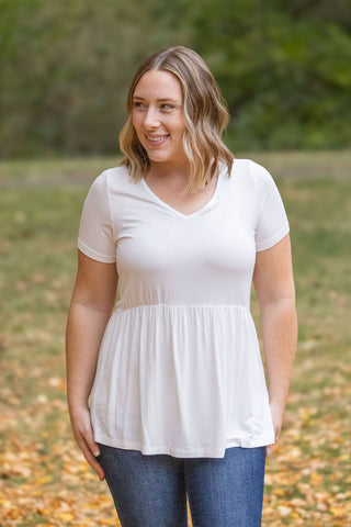 IN STOCK Sarah Ruffle Short Sleeve - Ivory FINAL SALE