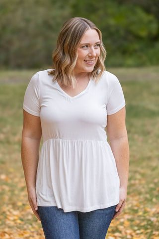 IN STOCK Sarah Ruffle Short Sleeve - Ivory FINAL SALE