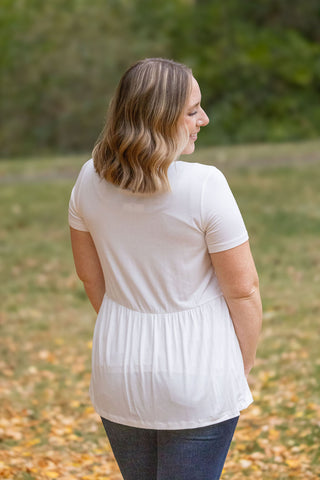 IN STOCK Sarah Ruffle Short Sleeve - Ivory FINAL SALE