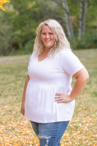 IN STOCK Sarah Ruffle Short Sleeve - White