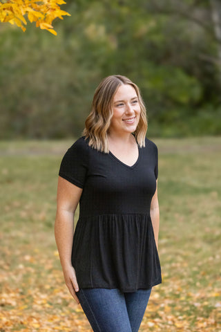 IN STOCK Sarah Ruffle Short Sleeve - Black