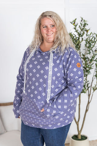 IN STOCK Hailey Pullover Hoodie - Slate Purple Floral FINAL SALE