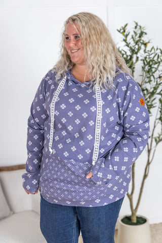 IN STOCK Hailey Pullover Hoodie - Slate Purple Floral FINAL SALE