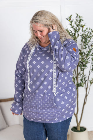 IN STOCK Hailey Pullover Hoodie - Slate Purple Floral FINAL SALE