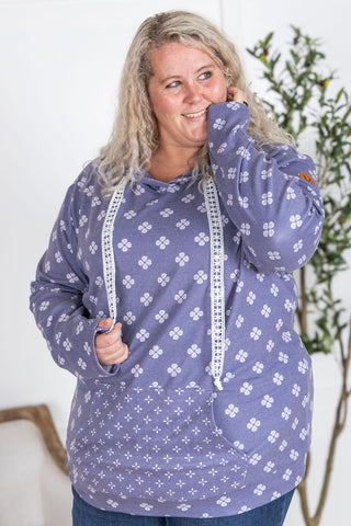 IN STOCK Hailey Pullover Hoodie - Slate Purple Floral FINAL SALE