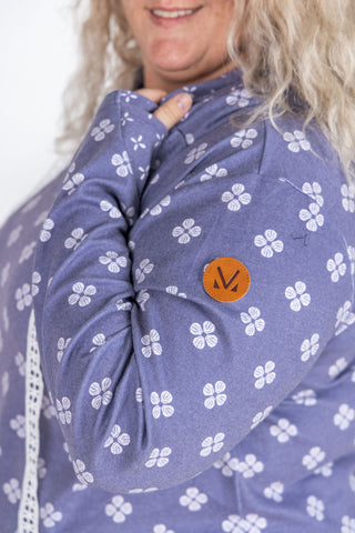 IN STOCK Hailey Pullover Hoodie - Slate Purple Floral FINAL SALE