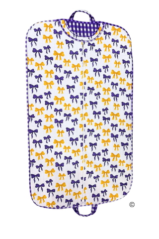 Sideline Social Purple and Yellow Bow Garment Bag