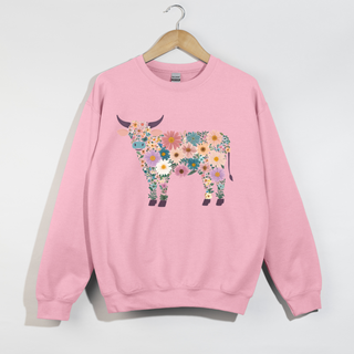 Floral Cow Crewneck