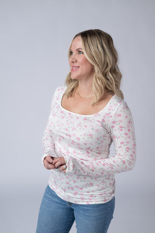 IN STOCK Alyssa Long Sleeve Top - Pretty in Pink Floral FINAL SALE