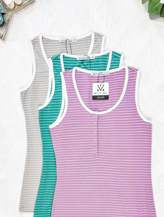 IN STOCK Shiloh Button Snap Tank - Green FINAL SALE