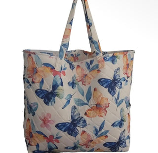 Butterfly Floral Quilted Tote Bag