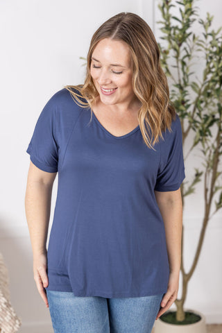 IN STOCK Bamboo V Neck Tee - Blue FINAL SALE
