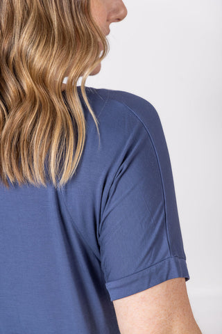 IN STOCK Bamboo V Neck Tee - Blue FINAL SALE