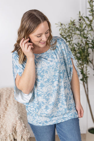 IN STOCK Darcy Dolman - Blue and Ivory Abstract FINAL SALE